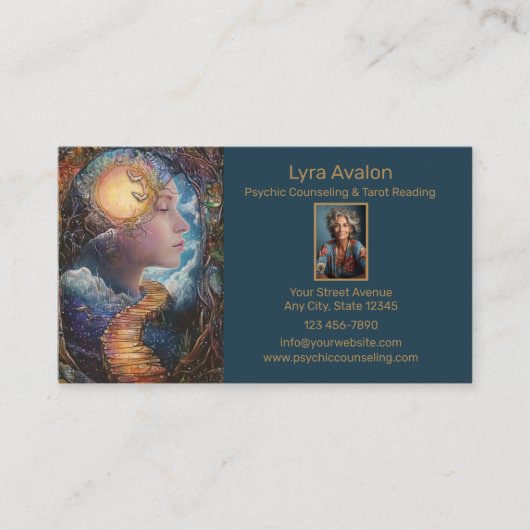 Psychische counseling en tarotlezen visitekaartje (Voorkant)