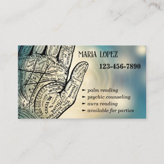 Psychische counseling palmlezer visitekaartje (Voorkant)