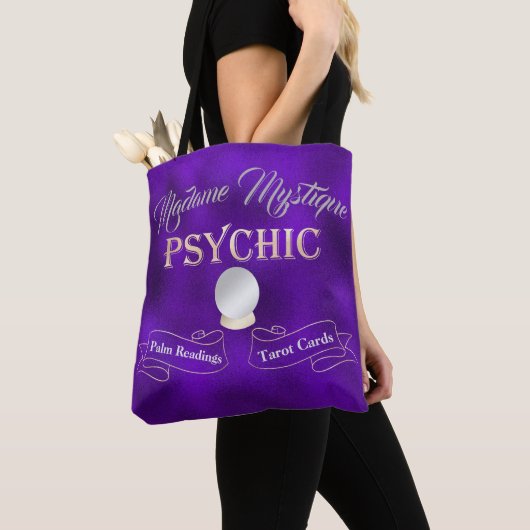 Psychische Crystal Ball Gold en Paarse Tote Bag (Dichtbij)