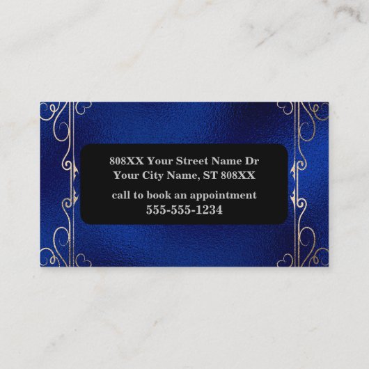 Psychische kristallen bal goud en blauw visitekaartje (Achterkant)