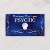 Psychische kristallen bal goud en blauw visitekaartje (Voorkant)