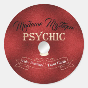 Psychische Kristallen Bol Goud en Rood Ronde Sticker