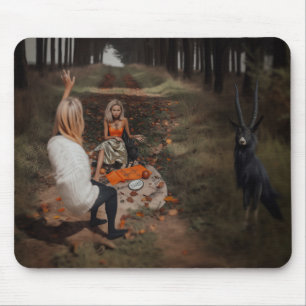 Psychische lezer Medium Witchy Dark Occult AI Art Muismat