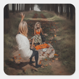 Psychische lezer Medium Witchy Dark Occult AI Art Vierkante Sticker