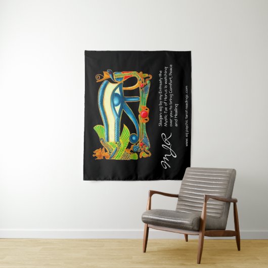 Psychische lezer met mystisch oog van paardenlogo wandkleed (In situ)