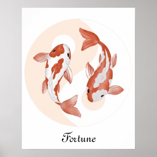 Psychische Lucky Zen Koi Vis in Bagua Fortune Poster (Voorkant)