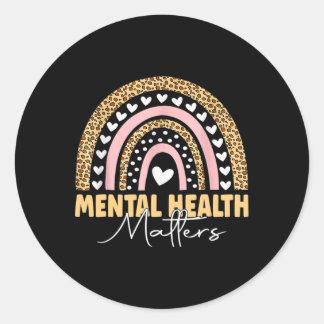 Psychische problemen Leopard Boho Rainbow Aware Ronde Sticker