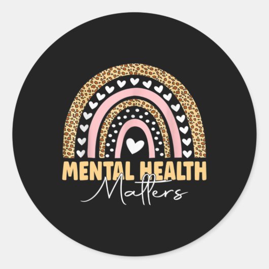 Psychische problemen Leopard Boho Rainbow Aware Ronde Sticker (Voorkant)