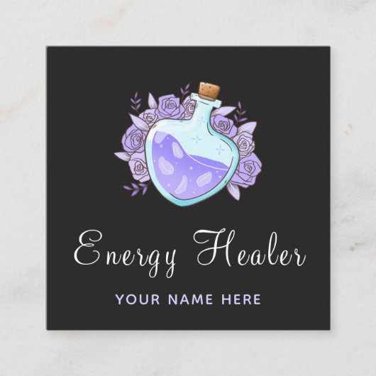 Psychische Tarot Reader Energy Healer  Bloemen Vierkante Visitekaartje (Voorkant)