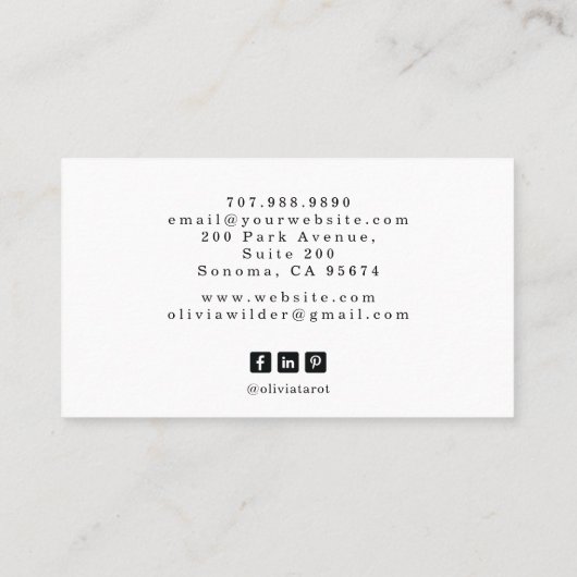 Psychische tarotlezer visitekaartje (Achterkant)