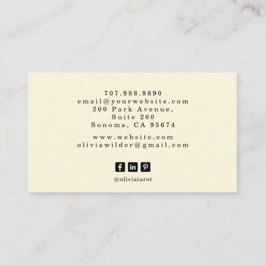 Psychische tarotlezer visitekaartje (Achterkant)