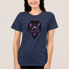 Psychische zwarte kat Halloween Tri-Blend Shirt