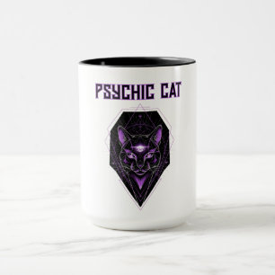 Psychische zwarte kat Halloween Tri-Blend Shirt Mok