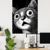 Psycho Cat Poster - grillige retro coole kunst (Thuiskantoor)