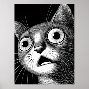 Psycho Cat Poster - grillige retro coole kunst