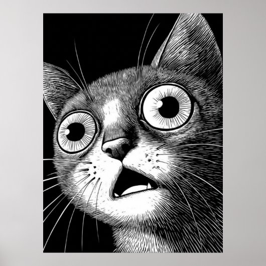 Psycho Cat Poster - grillige retro coole kunst (Voorkant)