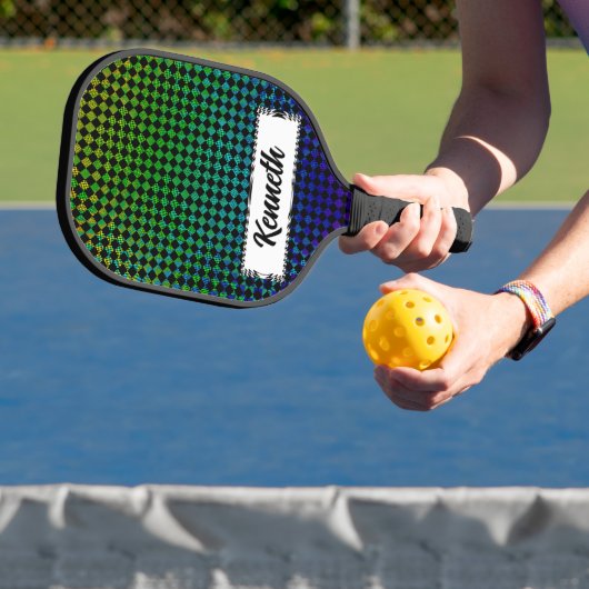 Psycho Checkers door Kenneth Yoncich Pickleball Paddle (Insitu)