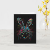 Psycho Crazy Paint Bunny Horror Kaart (Gele Bloem)