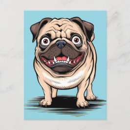 Psycho Crazy Pug Bulldog Briefkaart Ontwerp