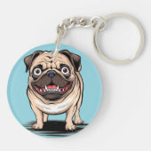 Psycho Crazy Pug Bulldog Circle Sleutelhanger Desi (Achterkant)