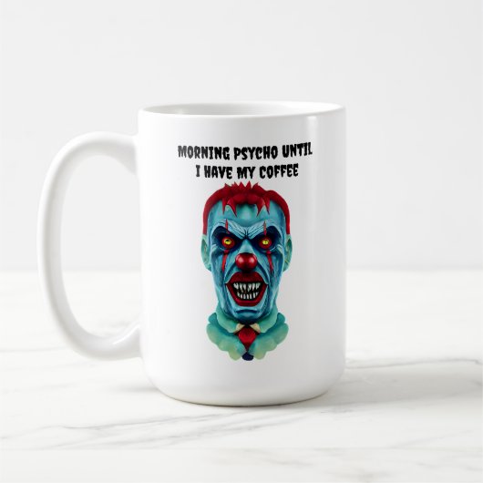 Psycho Creepy Killer Zombie Clown Horror Art Koffiemok (Links)