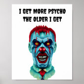 Psycho Creepy Killer Zombie Clown Horror Art Poster (Voorkant)