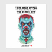 Psycho Creepy Killer Zombie Clown Horror Art Sticker (Vel)
