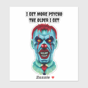 Psycho Creepy Killer Zombie Clown Horror Art Sticker