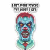 Psycho Creepy Killer Zombie Clown Horror Art Sticker (Voorkant)