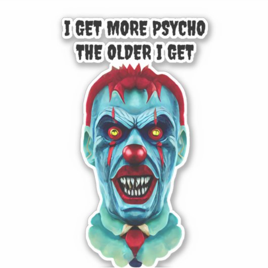 Psycho Creepy Killer Zombie Clown Horror Art Sticker (Voorkant)