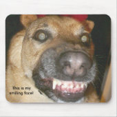 Psycho Duitse herder hond Dit is mijn lachende gez Muismat (Voorkant)