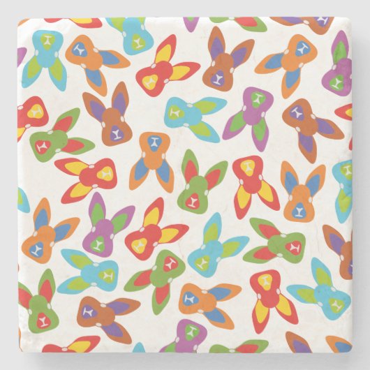 Psycho Easter Pattern kleurrijk Stenen Onderzetter (Voorkant)