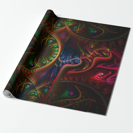 Psycho Gears Flame Fractal Art Cadeaupapier (Uitgerold)
