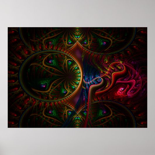 Psycho Gears Flame Fractal Art Poster (Voorkant)