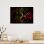 Psycho Gears Flame Fractal Art Poster (Keuken)
