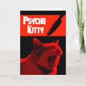 Psycho Kat Happy Halloween Kaart (Voorkant)