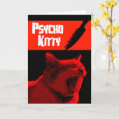 Psycho Kat Happy Halloween Kaart (Gele Bloem)