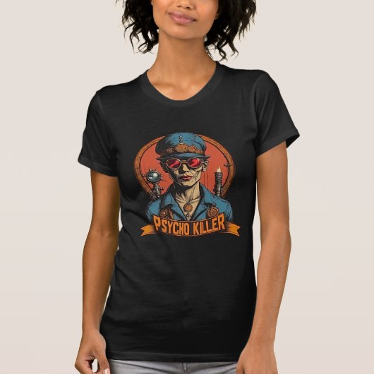Psycho Killer - Retro Comic Art Steampunk T-shirt (Voorkant)