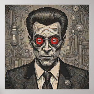 Psycho Killer Steampunk Retro Inkt Tekening Poster