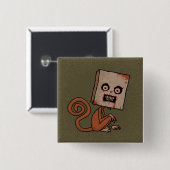 Psycho Sack Monkey Vierkante Button 5,1 Cm (Voorkant /achterkant)