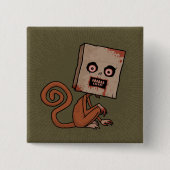 Psycho Sack Monkey Vierkante Button 5,1 Cm (Voorkant)