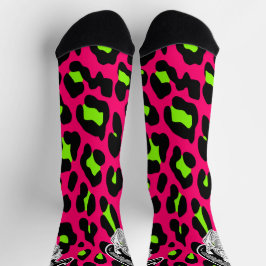 Psycho Skull Hot Pink Leopard Print Sokken