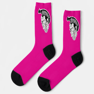 Psycho Skull Hot Pink Sokken