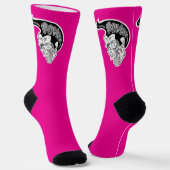Psycho Skull Hot Pink Sokken (Gebogen)