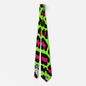 Psycho Skull Lime Green Leopard Stropdas (Achterkant)