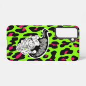 Psycho Skull Lime Leopard Print Samsung Galaxy Hoesje (Achterkant horizontaal)