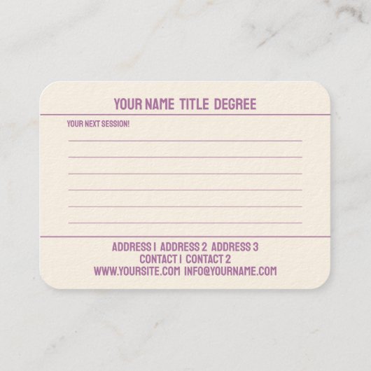 Psycho Therapeut, Coaching - Visitekaartje (Achterkant)