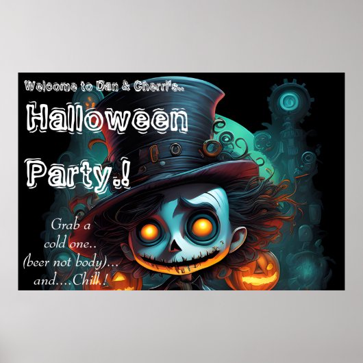 Psycho Top Hat Halloween Party Poster (Voorkant)