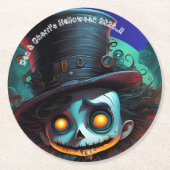 Psycho Top Hat Halloween Party Ronde Kartonnen Onderzetter (Voorkant)