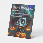 Psycho Top Hat Halloween Party Snacks Reclamebord Met Voetstuk (Voorkant)
